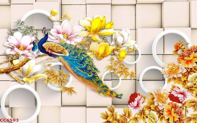 File ảnh File gốc tranh chim công CC6593 (gốc) in biển hiệu