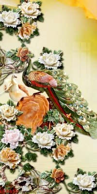 File ảnh File gốc tranh chim công CC6612 (gốc) cho trang trí nội thất