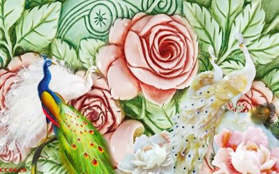 Tải file File gốc tranh chim công CC6629 (gốc) chủ đề hoa sen