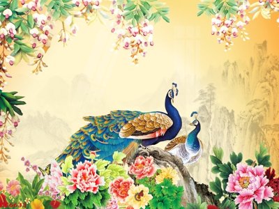 File tranh gốc File gốc tranh chim công CC6633 (bản quyền) Filetranh.com