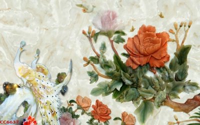 File in lụa File gốc tranh chim công CC6637 (chất lượng cao) File gốc tranh chim công CC6637