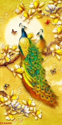 File in trần File gốc tranh chim công CC6644 (file gốc) xuyên sáng