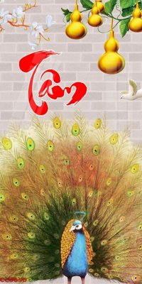 File ảnh File gốc tranh chim công CC6656 (gốc) in decal dán tường