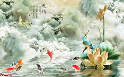 File gốc File gốc tranh chim công CC6658 (in lụa) tranh mã đáo