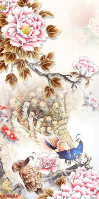 File ảnh File gốc tranh chim công CC6659 (gốc) in PP, decal