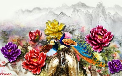 Tải file gốc File gốc tranh chim công CC6680 (bản PSD) đầy đủ layer