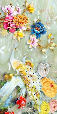 File in lụa File gốc tranh chim công CC6699 (hoa văn) File gốc tranh chim công CC6699