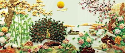 File in trần File gốc tranh chim công CC6730 (bản gốc) 5D