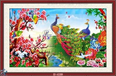 File tranh gốc in trần nhà File gốc tranh chim công CC68 3D