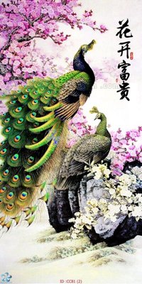 Download file gốc File gốc tranh chim công CC81 (in lụa) hoa lá