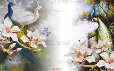 File PSD File gốc tranh chim công CC92 (bản gốc) đã tách nền