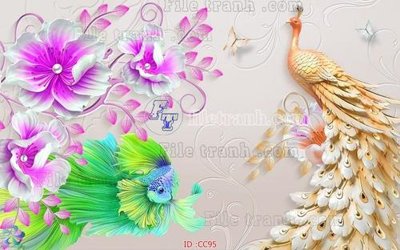 File gốc File gốc tranh chim công CC95 (vector) cho in ấn