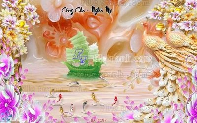 File gốc File gốc tranh chim công CC97 (in lụa) họa tiết 3D