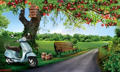 File tranh File tranh dán tường cà phê nhà hàng CF8029 (bản gốc) in lụa dán tường