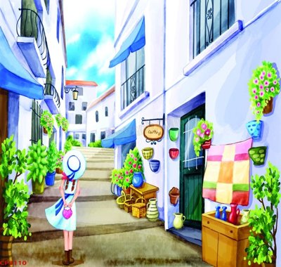 File tranh gốc File tranh dán tường cà phê nhà hàng CF8110 chủ đề hiện đại