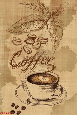 File PSD File tranh dán tường cà phê nhà hàng CF8193 (chất lượng in ấn)