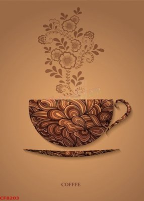 File gốc File tranh dán tường cà phê nhà hàng CF8203 (PSD/TIFF) độ phân giải cao