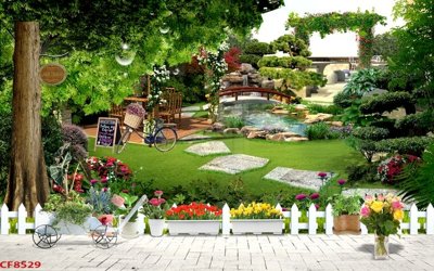 File ảnh File tranh dán tường cà phê nhà hàng CF8529 (gốc) in decal dán tường