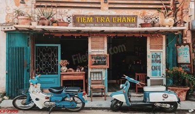 Tải file File tranh dán tường cà phê nhà hàng CF9306 (gốc) in ấn chất lượng