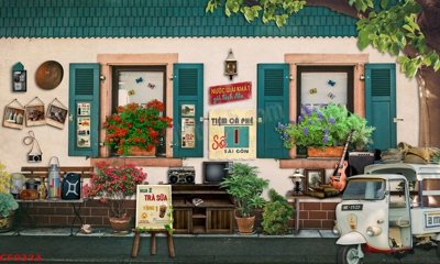 Download file ảnh gốc File tranh dán tường cà phê nhà hàng CF9333 để in ấn