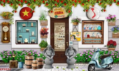 Tải file File tranh dán tường cà phê nhà hàng CF9337 (PSD) cho in tranh 3D