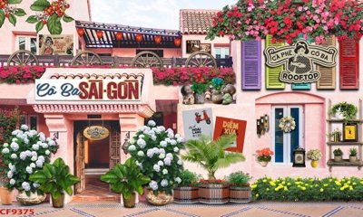 File ảnh File tranh dán tường cà phê nhà hàng CF9375 (gốc) in PP, decal