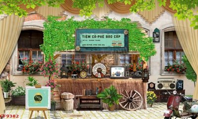 File tranh File tranh dán tường cà phê nhà hàng CF9382 (bản gốc) treo phòng ăn