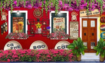 File tranh File tranh dán tường cà phê nhà hàng CF9449 (file gốc) chủ đề phong thủy