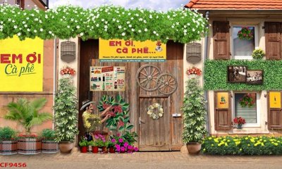 File gốc File tranh dán tường cà phê nhà hàng CF9456 (thiết kế) cho in ấn