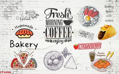File gốc File tranh dán tường cà phê nhà hàng CF9466 (PNG) không nền chất lượng