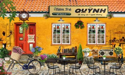 Hình ảnh file gốc File tranh dán tường cà phê nhà hàng CF9502 cho in UV