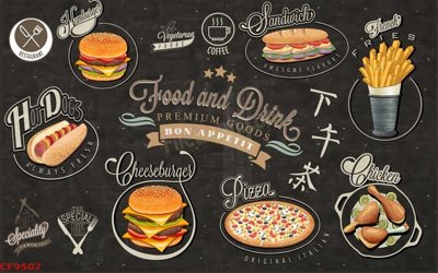 File gốc in ấn File tranh dán tường cà phê nhà hàng CF9507 độ phân giải cao