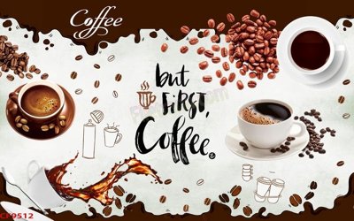 File gốc File tranh dán tường cà phê nhà hàng CF9512 (in lụa) chi tiết cao