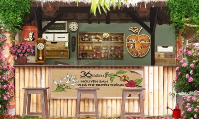 File gốc File tranh dán tường cà phê nhà hàng CF9542 (AI/EPS) cho in ấn