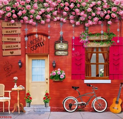 File gốc File tranh dán tường cà phê nhà hàng CF9570 (in lụa) chi tiết cao