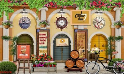 File tranh File tranh dán tường cà phê nhà hàng CF9578 (bản gốc) treo quán cafe