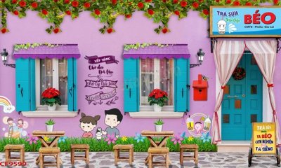 Download file File tranh dán tường cà phê nhà hàng CF9599 (gốc) in mica đèn LED