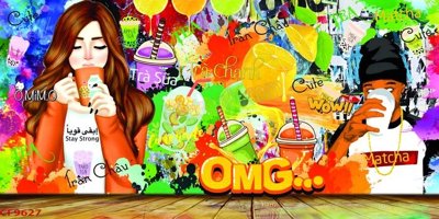 Tải file File tranh dán tường cà phê nhà hàng CF9627 (gốc) in ấn chất lượng