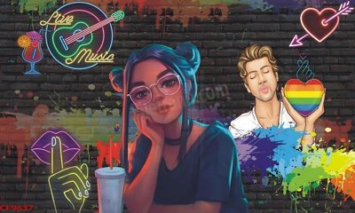 Download file gốc File tranh dán tường cà phê nhà hàng CF9637 (in mica) trang trí