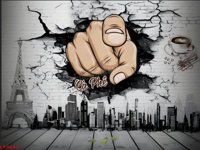 Download file gốc File tranh dán tường cà phê nhà hàng CF9644 (in lụa) hoa lá