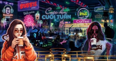 Tải file gốc File tranh dán tường cà phê nhà hàng CF9729 (in bạt) quảng cáo