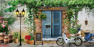 Tải file File tranh dán tường cà phê nhà hàng CF9731 (gốc) in ấn chất lượng