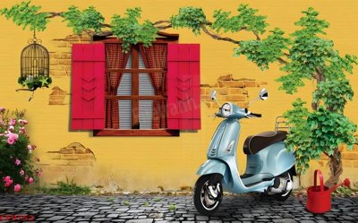 Ảnh gốc File tranh dán tường cà phê nhà hàng CF9752 (nét căng) in mica