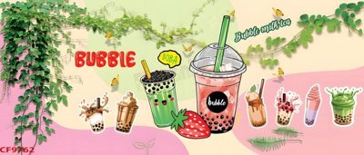 File tranh in trần 3D File tranh dán tường cà phê nhà hàng CF9762 (ảnh gốc)