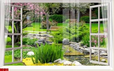 File in trần File tranh gốc cửa sổ 3D CS1011 (bản gốc) phong cảnh