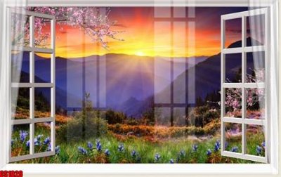 File tranh File tranh gốc cửa sổ 3D CS1026 (bản gốc) in lụa dán tường