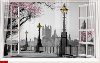 Tải file File tranh gốc cửa sổ 3D CS1098 (PSD) cho in tranh kính