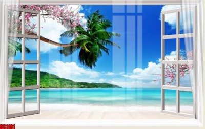 Ảnh gốc file in lụa File tranh gốc cửa sổ 3D CS1101 chi tiết