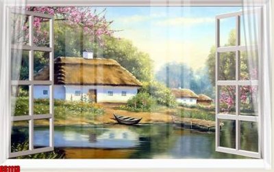 Ảnh gốc File tranh gốc cửa sổ 3D CS1113 (nét căng) in mica