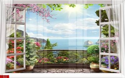 File in mica File tranh gốc cửa sổ 3D CS1118 (bản gốc) làm vách ngăn